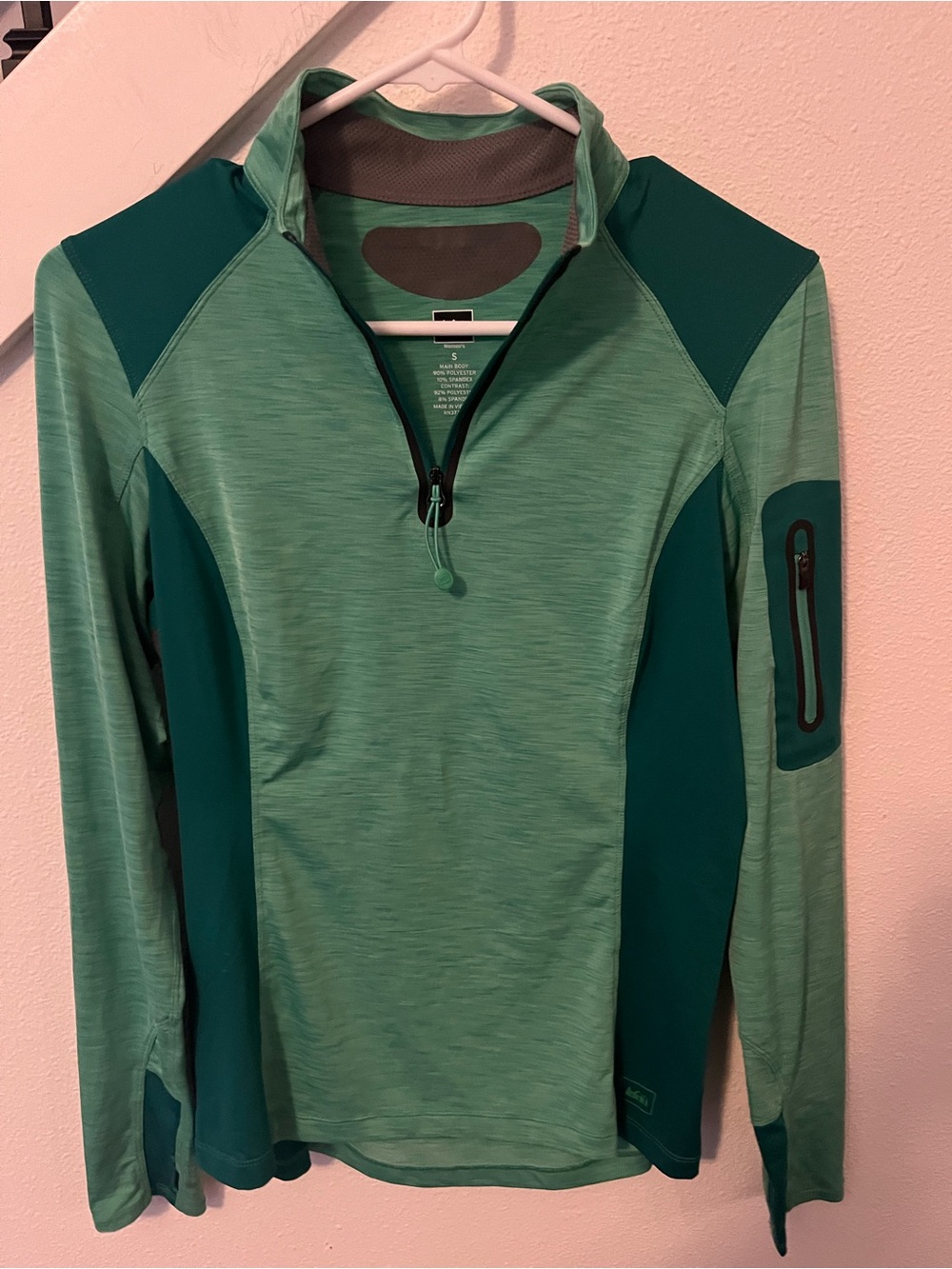 REI Teal and Dark Teal Quarter-Zip Performance Pullover